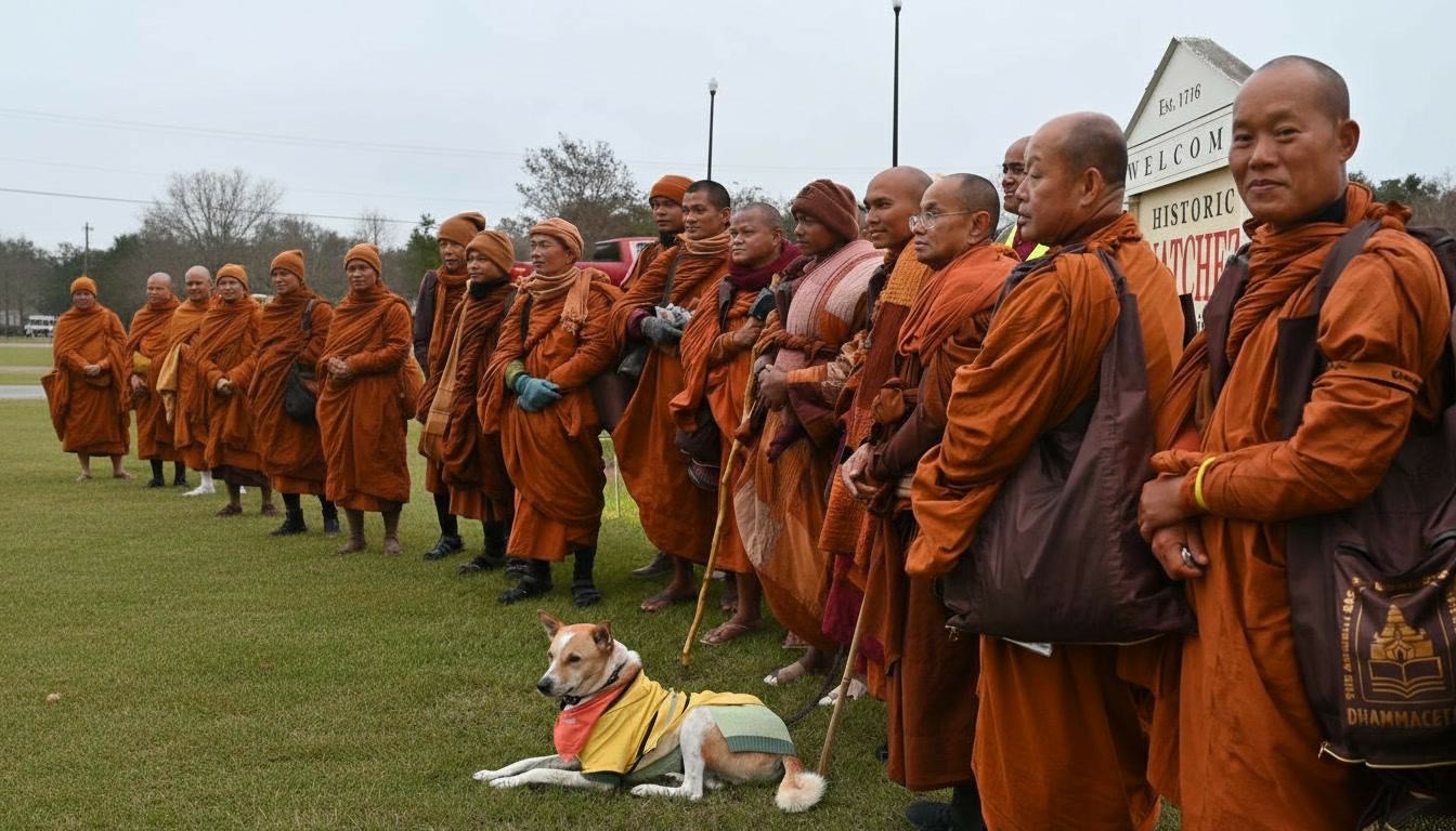 Monks gathering with Aloka